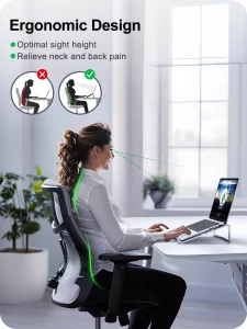MOKURU Laptop Stand for Desk, Aluminum Computer Stand for Laptop, Foldable Laptop Riser, Portable Laptop Stand, Compatible for MacBook Pro/Air, Dell,