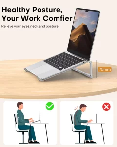 OMOTON Portable Laptop Stand for Desk, Foldable Aluminum Laptop Riser, Ergonomic Computer Stand Compatible with for MacBook Pro/Air, Dell, HP, Lenovo