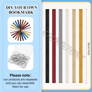 Elastic Bookmarks Set Multi Color Elastic Rope Bands Planner Bookmarks Include 30 Pcs Stainless Steel Teardrop Paper Clips and 12 Pcs Bands for Offic