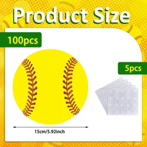 AWEELON 100 Pcs Softball Cutout Softball Party Decorations Paper Ball Cut Outs with 100Pcs Glue Point for Crafts Birthday Party Classroom Bulletin Bo