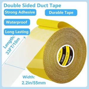 COUMENO Heavy Duty Double Sided Tape 2.2inX33FT Strong Adhesive Fabric Tape, Multi-Purpose Removable Residue-Free Carpet Tape, Waterproof Wear-Resist