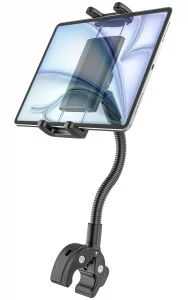 Kolasels Spin Bike Tablet Holder, Gooseneck Tablet Holder for Wheelchair, Stroller, Indoor Cycling, Gym Bicycle, Treadmill, Mic Stand, Compatible iPa