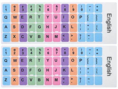 2 Pcs English Keyboard Replacement Letter Stickers, Universal Computer Colorful Rainbow Lettering, Non-Transparent (English-Rainbow)