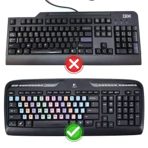 2 Pcs English Keyboard Replacement Letter Stickers, Universal Computer Colorful Rainbow Lettering, Non-Transparent (English-Rainbow)