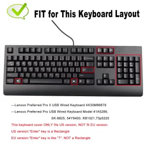 Keyboard Cover for Lenovo Preferred Pro/Preferred Pro II for 4X30M86879, 41A5289, SK-8813/8817/8820/8825/8827, 73p5220, ku-0225, 54Y9400, KB1021/1468