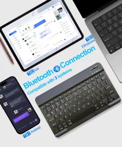 Ultra-Slim Wireless Bluetooth Keyboard, Rechargeable Travel Portable Keyboard Compatible Android, Windows, iOS, Mac OS, for iPhone, for ipad, for Sam