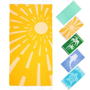 Beach Sunshine Turkish Beach Towels Travel Vacation Essentials Quick Dry Sand Free Oversized Bath Pool Swim Towel Extra Large XL Blanket Adult Cruise