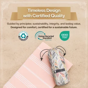 BAY LAUREL Turkish Beach Towel with Travel Bag 39 x 71 Quick Dry Sand Free Lightweight Large Oversized Towels Light