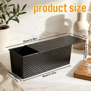Lyksgir Pullman Loaf Pan with Lid 13x4 Inch, 2.2lb Carbon Steel Bread Pan, 2.2 lb Dough Capacity Bread Loaf Pans Heavy Duty, for Homemade Sourdough &