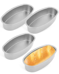 Wuqoioo Aluminum Loaf Pans, 4 Packs 9 Inch Oval Cheesecake Pan Aluminum Breads Loaf Pans Bread Baking Pan For Oven, Pot Baking In Home, Kitchen & Bak