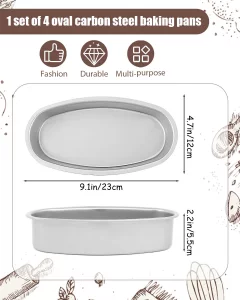 Wuqoioo Aluminum Loaf Pans, 4 Packs 9 Inch Oval Cheesecake Pan Aluminum Breads Loaf Pans Bread Baking Pan For Oven, Pot Baking In Home, Kitchen & Bak