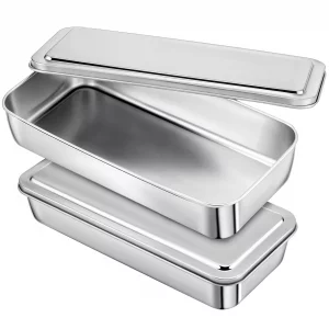 Funnymoom 2 Sets Stainless Steel Bread Loaf Pan with Lid 13 x 5 Inch Nonstick Large Rectangle Loaf Pans Baking Bakeware for Bread Meatloaf Lasagna Ca