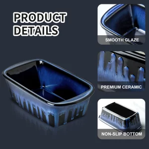 KOOV Ceramic Loaf Pan for Baking, 9 x 5 Inch Rectangular Bread Pan, Bakeware for Cooking, Home Kitchen (Nebula Blue, Reactive Glaze)