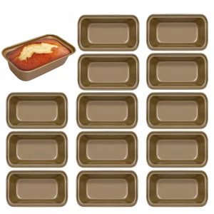 TANEMUDO 14 Pcs Mini Loaf Pan 6.1 x 3.3 x 2.1 Inches Carbon Steel Tiny Meatloaf Pan for Baking Bread Oven and Baking Non Stick Small Banana BreadTins