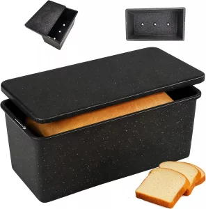 Barlket Cast Aluminum Pullman Loaf Pan with Lid, 8x4 Inch Nonstick Professional Bread Pan for Sourdough & Sandwich, Heavy Duty Warp-Proof, Superior E