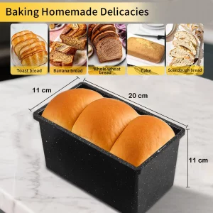 Barlket Cast Aluminum Pullman Loaf Pan with Lid, 8x4 Inch Nonstick Professional Bread Pan for Sourdough & Sandwich, Heavy Duty Warp-Proof, Superior E