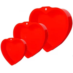 3pcs Heart Shape Silicone Mold for Baking Valentines Day Heart Shaped Cake Pans Heart Cake Mold Heart Baking Mold Cake Pan(Red, 4in 6in 8in)