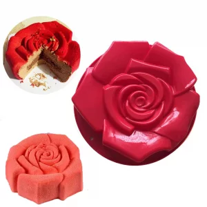 Joyeee 11.8'' Rose Flower Cake Mold Pan, Silicone Baking Mold for Birthday Cake, Muffin, Bread, Pie, Flan, Tart, Mousse, Cheesecake - Non-Stick Bakin