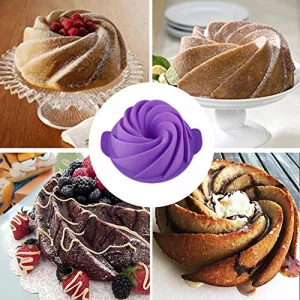 SHEbaking Silicone Jello Molds Non Stick Baking Mold, Fluted Tube Cake Pan Bakeware for Jello, Gelatin, Mousse and Cakes, BPA Free