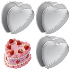 LOLYSIC 8 Inch Heart Shaped Cake Pans, Aluminum Alloy Heart Cake Pans, Heat-Resistant Baking Cake Pan DIY Baking Mold Tool for Wedding, Birthday Part