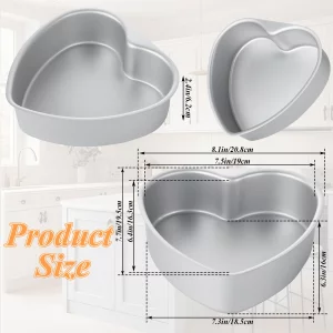 LOLYSIC 8 Inch Heart Shaped Cake Pans, Aluminum Alloy Heart Cake Pans, Heat-Resistant Baking Cake Pan DIY Baking Mold Tool for Wedding, Birthday Part