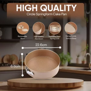 Good Dee's Circle Springform Cake Pan 8.5'' - Non Stick Ceramic Coating - Free From Chemicals - Perfect for Birthday Cakes, Tartes, & More - Cream