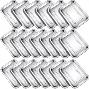 20 Pieces Baking Sheets Baking Tray for Oven Stainless Steel Nonstick Cookie Sheet Baking Pan Toaster Oven Tray 11 x 8 x 0.8 Inch Small Baking Pans N