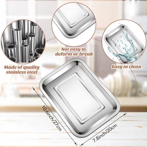 20 Pieces Baking Sheets Baking Tray for Oven Stainless Steel Nonstick Cookie Sheet Baking Pan Toaster Oven Tray 11 x 8 x 0.8 Inch Small Baking Pans N