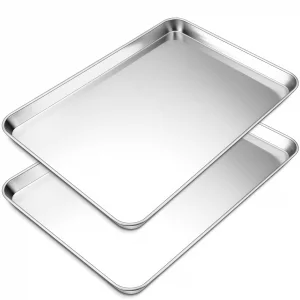 P&P CHEF Baking Cookie Sheet Set of 2, 19.6 Inch Stainless Steel Cookie Sheet Pan, Large Baking Pan Bakeware, Heavy Duty & Healthy, Oven & Dishwasher