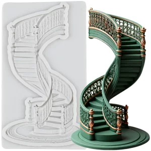 MYPRACS Staircase Silicone Mold Spiral Staircase Fondant Chocolate Molds For Cake Decoration Cupcake Topper Sugar Craft Candy Polymer Clay Gum Paste