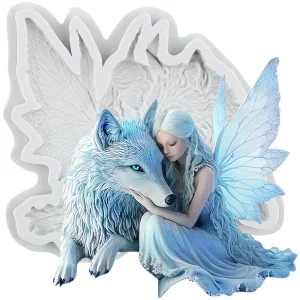 MYPRACS Angel Wolf Silicone Mold Angel Fondant Molds For Cake Decorating Cupcake Topper Polymer Clay Chocolate Candy Gum Paste