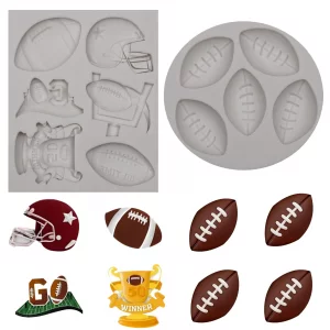 American Football Fondant Mold Silicone, Rugby Helmet Soccer Trophy Chocolate Mold for Cake Decorating Cupcake Toppers Sugar Craft Clay