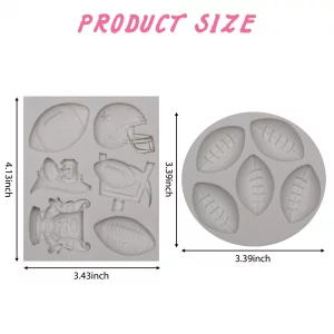American Football Fondant Mold Silicone, Rugby Helmet Soccer Trophy Chocolate Mold for Cake Decorating Cupcake Toppers Sugar Craft Clay