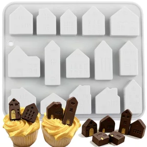 AIBOYA 15 Cavity House Silicone Candy Molds For Chocolate Candy