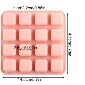 YIMINGMOLD 16 Cavity Square Caramel Candy Silicone Molds For Hard Candy Chocolate Truffles Set of 2
