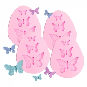 4 Pieces Butterfly Molds Silicone Mini Butterfly Chocolate Mold Fondant Candy Molds Cake Baking Mold DIY Polymer Clay and Cupcake Decorating
