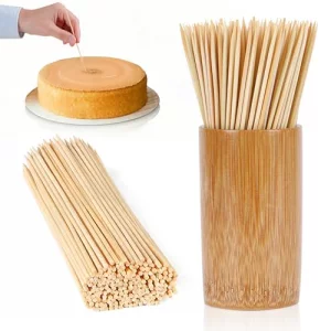 200 Pack Bamboo Cake Checker with Utensil Holder 5.9 Inch Disposable Cake Checker Stick Baking Supplies Baking Essentials for Home Bakers Chefs Meat 