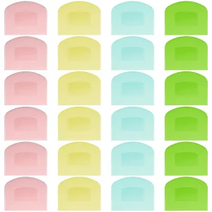 24 Pcs Bench Scraper Dough Scraper for Baking, BPA Free PE Flexible Bowl Scrapers, Food-Safe Plastic Dough Cutter Tool for Bread Cake Fondant Icing (