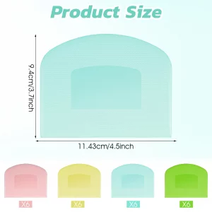 24 Pcs Bench Scraper Dough Scraper for Baking, BPA Free PE Flexible Bowl Scrapers, Food-Safe Plastic Dough Cutter Tool for Bread Cake Fondant Icing (