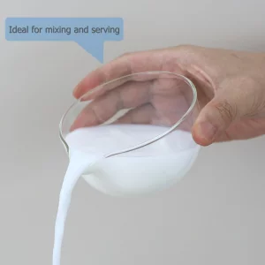EIKS Glass Bowls with Spout for Mixing and Serving Sauce Jam Salad Coffee Milk Cooking Baking (300ml * 2)