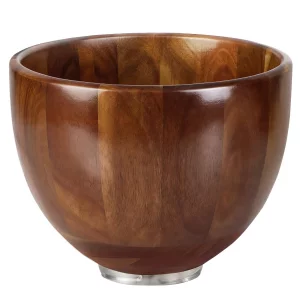 5 Qt Wood Mixing Bowl, Compatible with KitchenAid 4.5-5 Quart Tilt-Head Stand Mixers, Vortex Flow Design, Handcrafted Acacia Wood Replacement Bowl wi