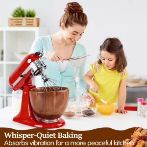5 Qt Wood Mixing Bowl, Compatible with KitchenAid 4.5-5 Quart Tilt-Head Stand Mixers, Vortex Flow Design, Handcrafted Acacia Wood Replacement Bowl wi