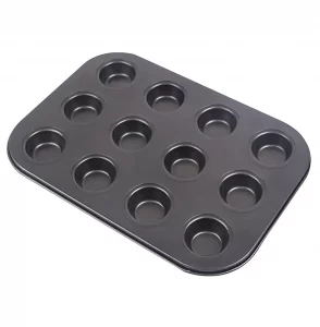 YIKANGHENG Small Carbon Steel Non Stick Coating Muffin Pan, 1 Pack Mini Size 10.5 Inch x 7.2 Inch 12 Cup Cupcake for Baking of Muffin, Cake, Doughnut