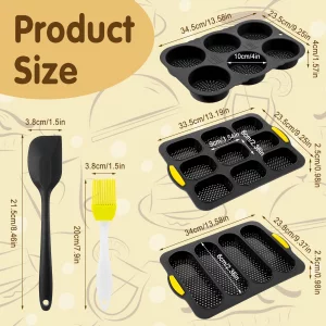 wutfuooo Set of 5 Silicone Hamburger Bun Mold 4 6 9 Cup Hamburger Bun Pan with Spatula Brush Nonstick Bun Pans for Baking Homemade Bread Loaf Sandwic