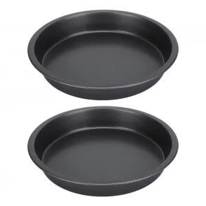 Kuuleyn Non Stick Pizza Pan Dish Pizza Pan Kitchenware Baking Pan 2Pcs Deep Thickened Carbon Steel Baking Pan for Kitchen Bakery (9 inch)