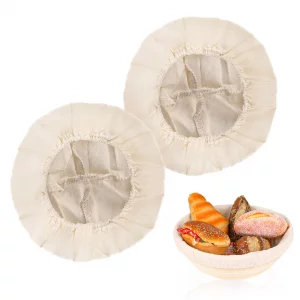 2 Pcs Bread Proofing Basket Cloth Liner Baking Dough Basket Cover Natural Rattan Banneton Proofing Cloth for Bakery Home Baking, about 10 inch