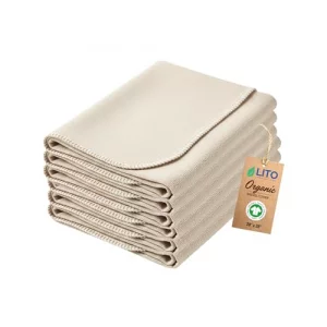 LITO LINEN AND TOWEL Flour Sack Towels for Bread Dough Proofing - Unbleached, Thick Cotton Baking Cloth for Baguettes, Ciabatta, Pastry - Reusable, 2