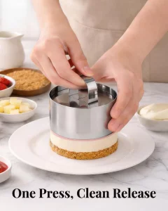Vosturdy Ring Molds for Cooking, 3'' Stainless Steel Mousse Mold with 1 Pusher, 4-Piece Cooking Rings for Cake, Crumpet, Pancake, Egg, Salad, Dessert