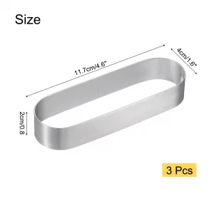 uxcell 3pcs Oval Cake Rings 4.6 x 1.6 Inch Stainless Steel Cake Pastry Molds Nonstick Baking Ring for Cake Dessert Molding, Mousse Pastries Making, S