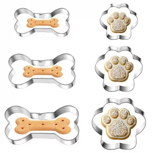 6 PCS Bone and Dog Footprints Cookie Cutters Set 3 Sizes Stainless Steel Dog Bone Cookie Cutter DogsTreat Cutters Dogs Shaped Cookies Cutter for Home